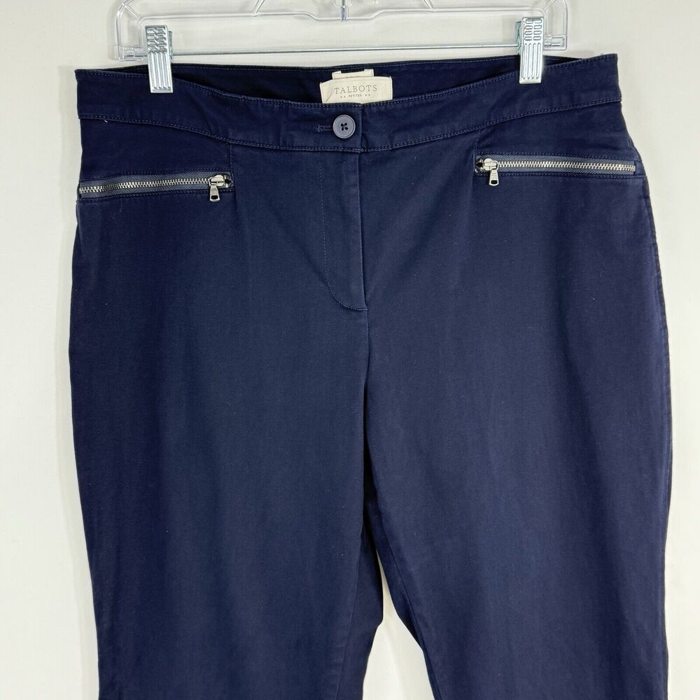 TALBOTS Women Blue Pants Curvy Zip Pockets Sz 14 P